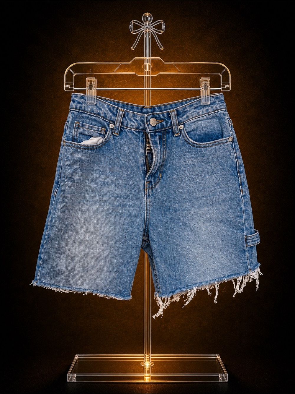 Classic High-Rise Blue Denim Shorts